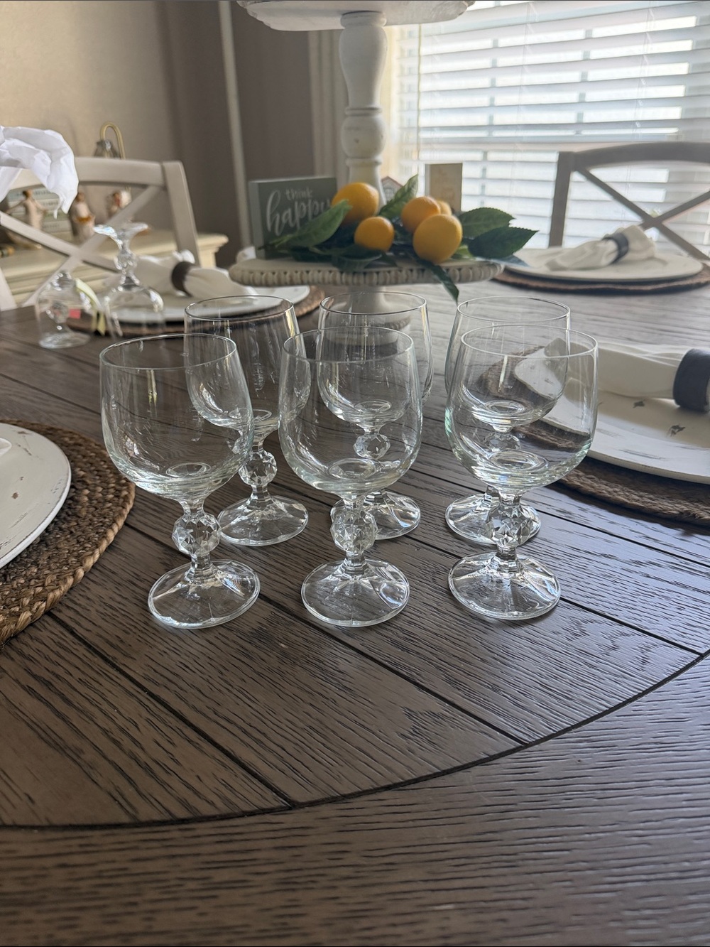 Set of 6 Bohemia Clear Crystal  Claudia Stem Wine Glasses